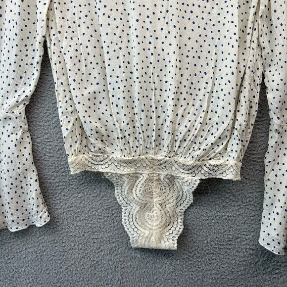 INTIMATELY FREE PEOPLE Makin Waves Bodysuit S Small Fairy Coquette Twee Dots - Picture 8 of 15